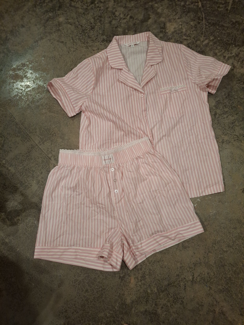 Rampage Pink and White Striped Pajama Set - Picture 2 of 13